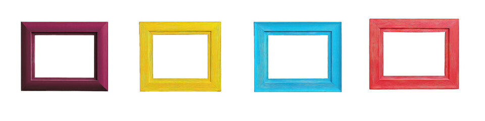 Fototapeta premium Collection of color carved wooden frame, Photo frame isolated on transparent background