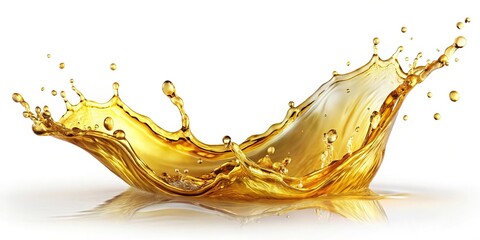 Wavy oily liquid splash on white background