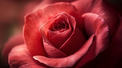 Soft focus macro of a red rose, highlighting its petal folds and delicate textures, Rose Petals, close-up intimate floral portrait