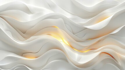 Abstract white and gold wave pattern. AI.