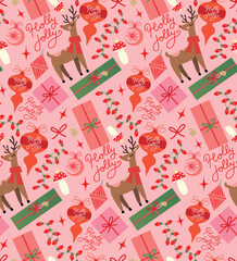 Flat christmas seamless pattern design