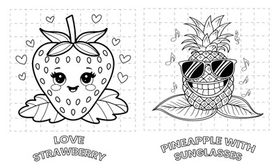 Juicy Colors: A Fruit-Themed Coloring Book for Fun & Education