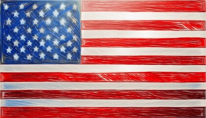 Fototapeta premium usa flag in abstract colored pencil stroke style