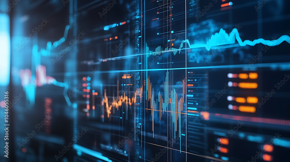 Poster Representation of data analytics charts graphs and data driven insights emerging from a sea of information