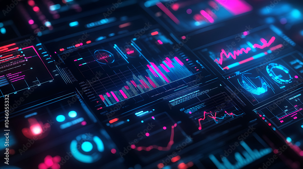 Aufkleber Representation of data analytics charts graphs and data driven insights emerging from a sea of information
