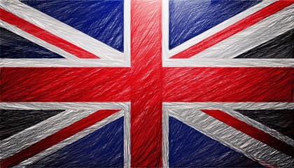 Fototapeta premium united kingdom flag in abstract colored pencil stroke style
