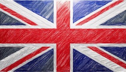 Fototapeta premium united kingdom flag in abstract colored pencil stroke style