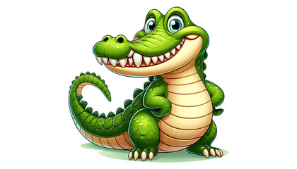 Naklejka premium Smiling Cartoon Crocodile with Big Teeth