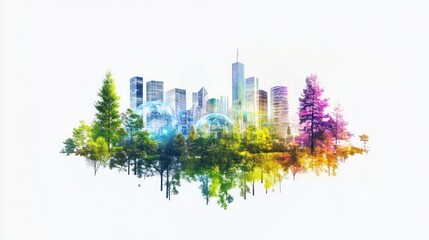 Fototapeta premium Cityscape with Nature: A Vision of Harmony