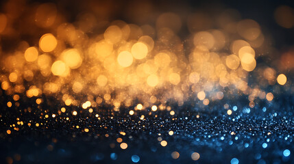 background of abstract glitter lights blue gold and black banner