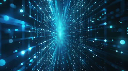 Fototapeta premium Abstract Digital Network with Glowing Blue Lines and Dots