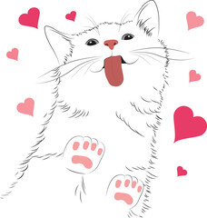 cat with hearts