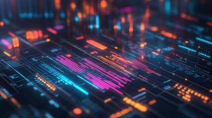 Fototapeta premium Abstract Technology Background with Neon Lights