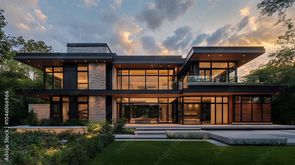 Aufkleber modern house design with a bold and refined facade a warm color palette and great attention to detai