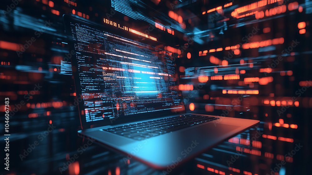 Aufkleber image of laptop and programming