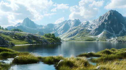 lake and mountains 