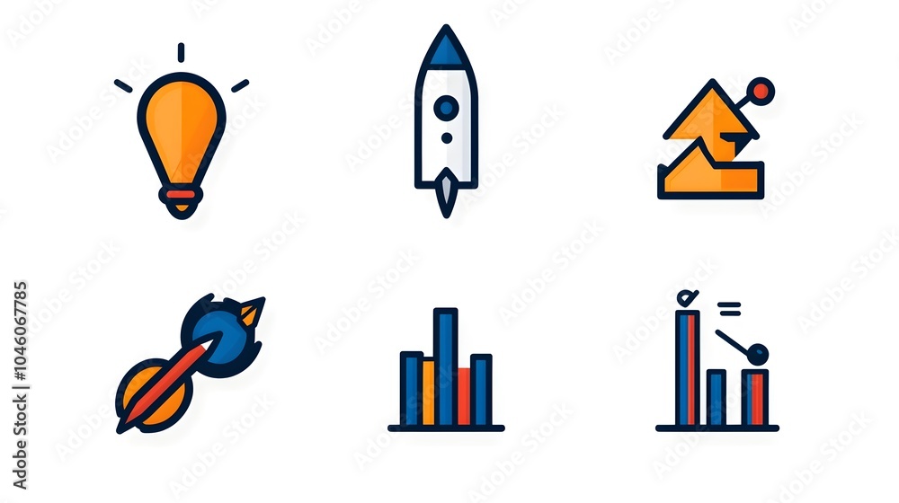 Poster Collection of clean and simple line icons depicting various data analysis optimization and price tracking elements designed for web and digital usage on a plain white background