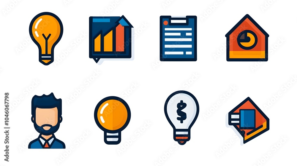 Poster Set of clean and simple line icons showcasing data analysis optimization and price tracking features designed for web and digital usage on a white background