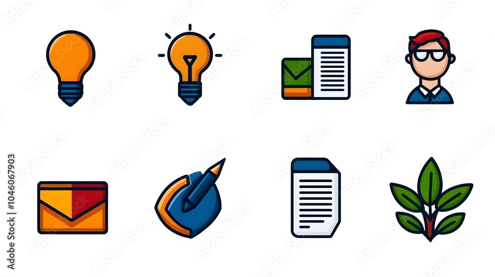 Poster Comprehensive icon set featuring sleek line style icons for data visualization statistical analysis optimization and digital reporting solutions  Designed for business finance