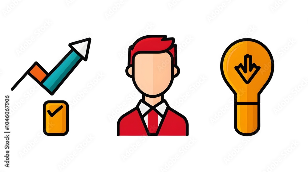 Fototapete Line style web icons representing statistics optimization and data analysis concepts ideal for modern app and software user interface designs set against a crisp white background