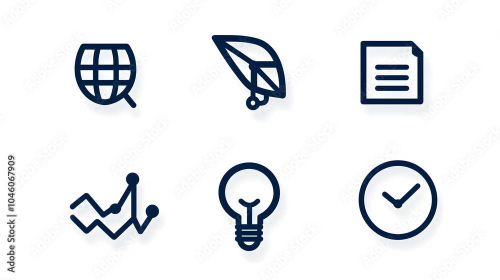 Fototapete Collection of line style web icons representing statistics optimization and data analysis concepts ideal for use in modern app and software designs on a crisp white background  These simple