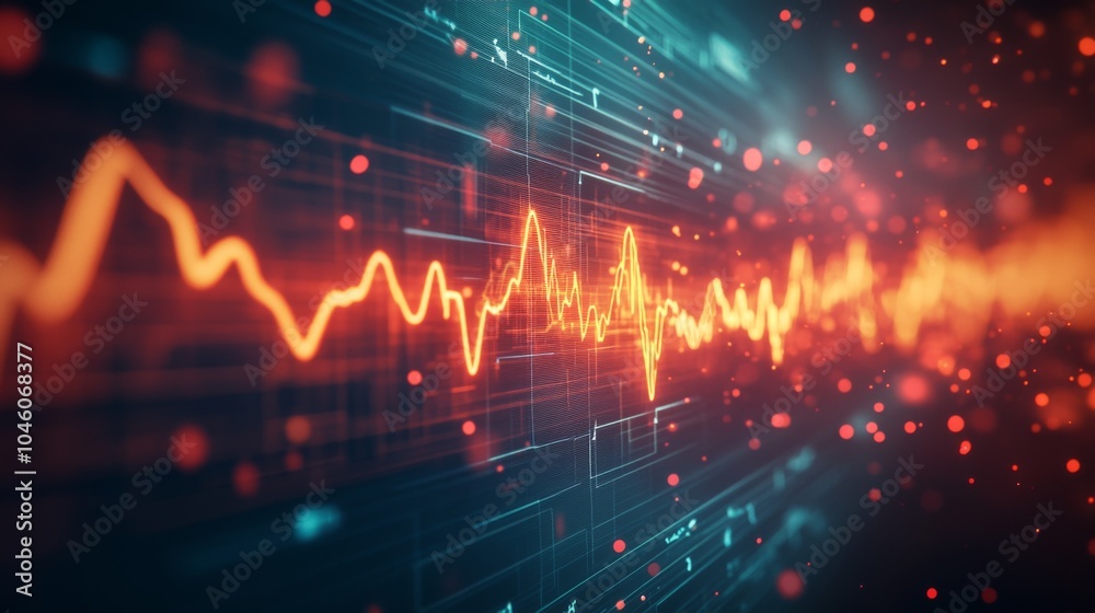 Aufkleber vibrant abstract sound wave with digital elements