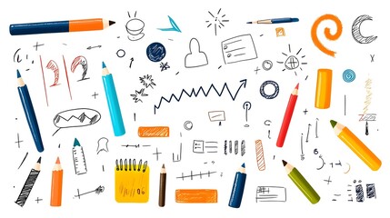 Vibrant hand drawn crayon featuring scribble lines pastel brush strokes and spiral shapes creating a dynamic and background perfect for market finance and investment related imagery