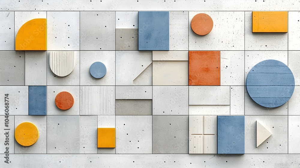 Leinwandbilder Striking minimalist and brutalist inspired geometric design with a unique and distorted grid like pattern featuring sleek and angular elements in a retro futuristic style