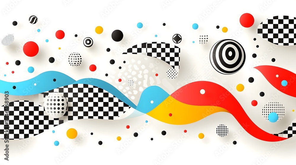 Leinwandbilder Striking minimalist art showcasing retro brutalist architectural forms in a distorted checkered grid perfect for contemporary design trends and creative projects
