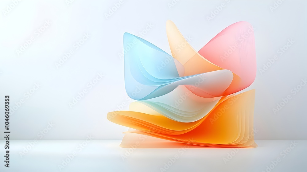 Poster Minimalist abstract composition featuring smooth flowing lines and soft gradient hues that capture the essence of motion and simplicity in design
