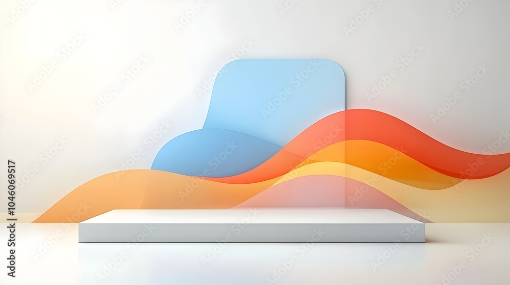 Poster Serene abstract background with smooth wave like curves and soft harmonious gradients creating a clean minimalist and visually captivating digital art piece
