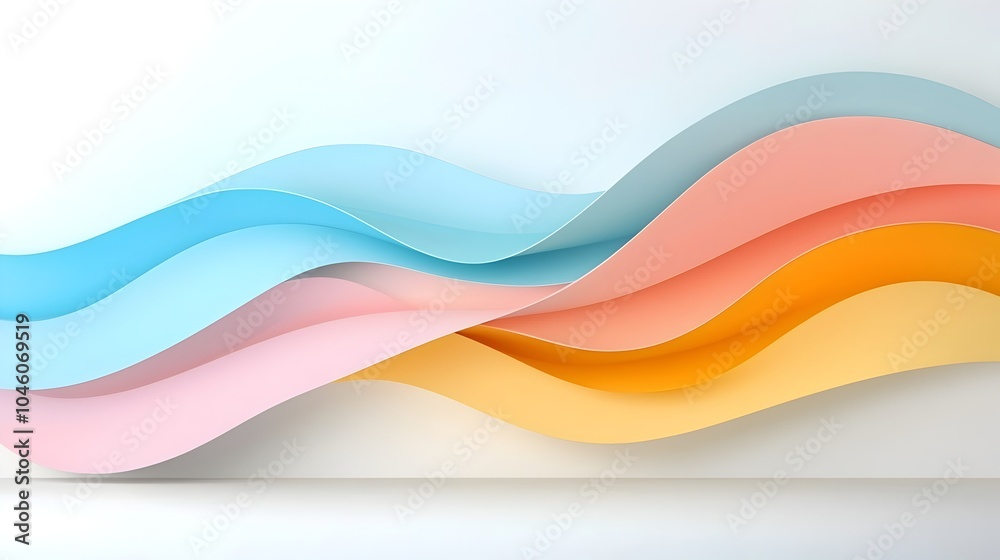 Poster Graceful arcs and soft gradient layers flow together in a seamless abstract background invoking a sense of motion and sleek minimalist design