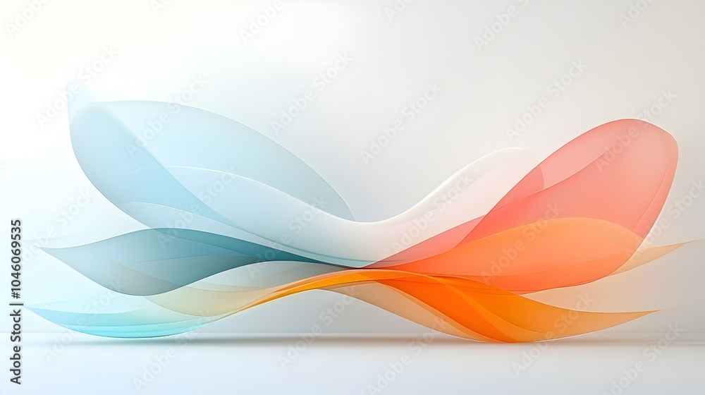Poster Graceful and fluid arcs of soft gradient layers flow together in a seamless minimalist abstract background invoking a sense of motion and elegant visual harmony