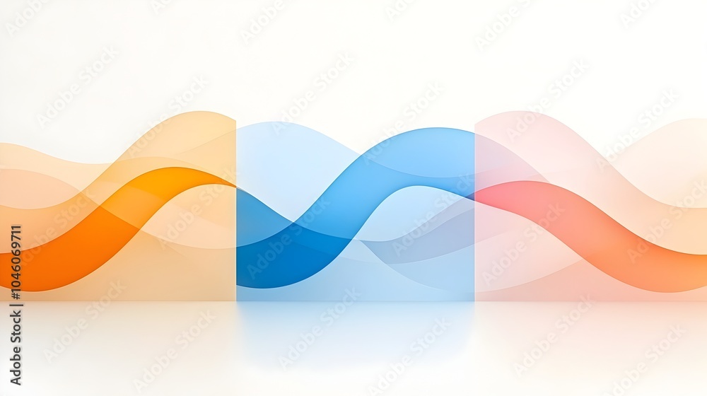 Poster Elegant abstract background with organic curved shapes and subtle gradient transitions blending together to create a serene and tranquil visual representation of movement and harmony