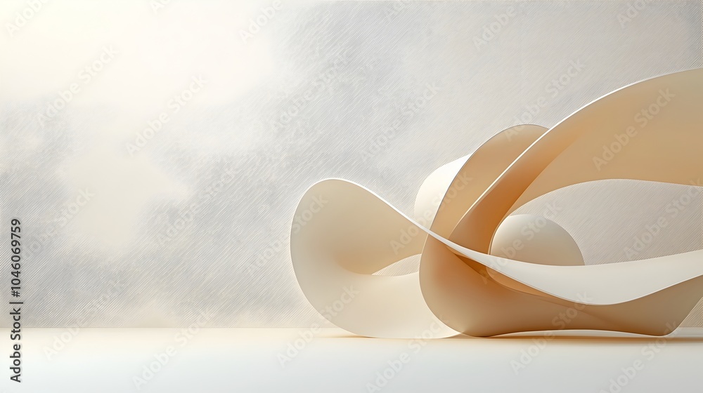 Poster Elegant abstract background featuring organic curved shapes and subtle gradient transitions creating a serene contemplative and harmonious visual experience  The muted natural tones and blended