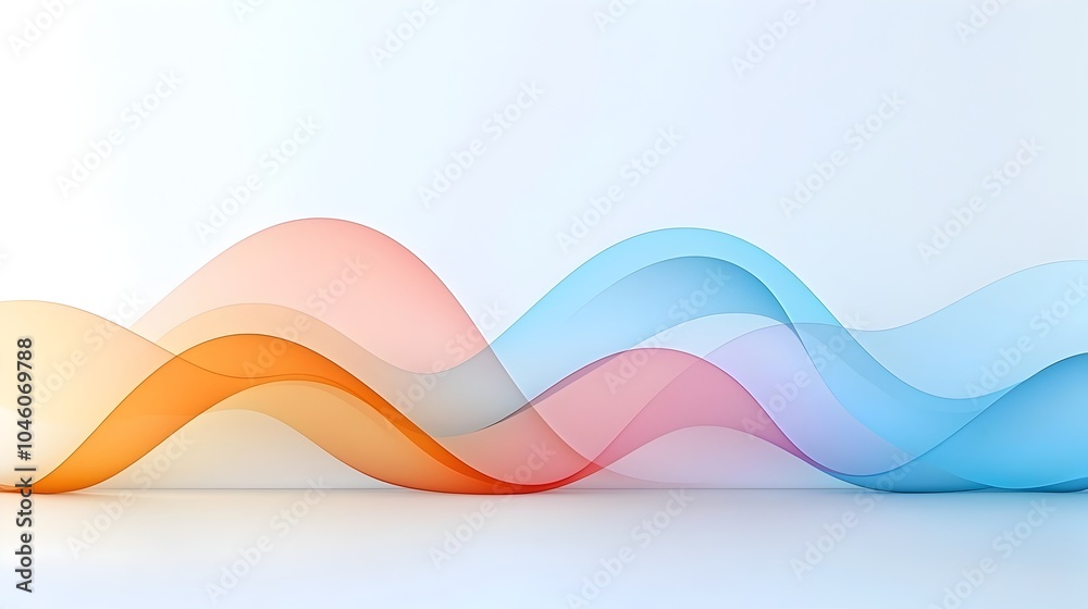 Aufkleber Fluid curved lines in a soft gradient of colors forming an abstract minimalist background that evokes a sense of movement and modern design elegance
