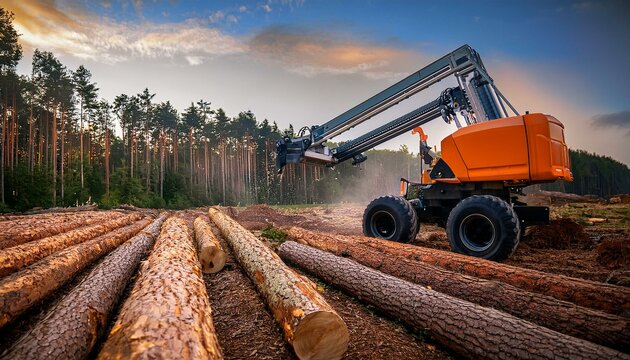 wood log peeling with a debarker machine