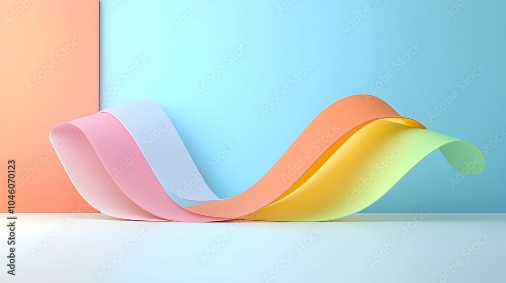 Poster Fluid curves and soft gradient shades create a seamless abstract minimalist backdrop embodying motion and modern elegance through a harmonious contemporary visual composition