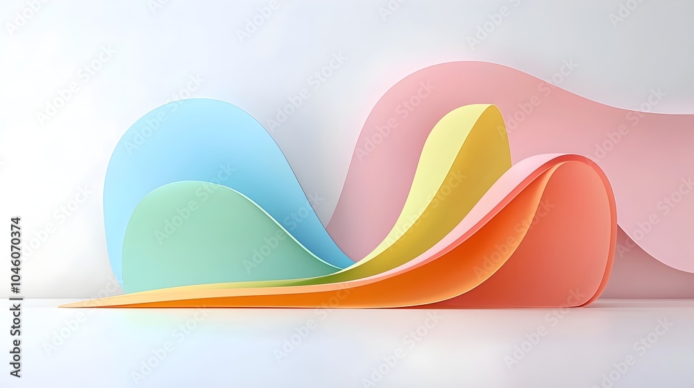 Poster Captivating abstract background with soft gradient layers and flowing graceful arcs creating a sense of fluid motion and a clean minimalist aesthetic