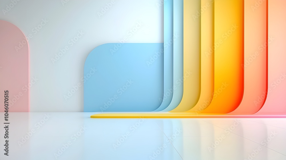 Aufkleber Sleek abstract background featuring curved arcs and gradient layers that merge together reflecting a sense of motion simplicity and modern design aesthetic