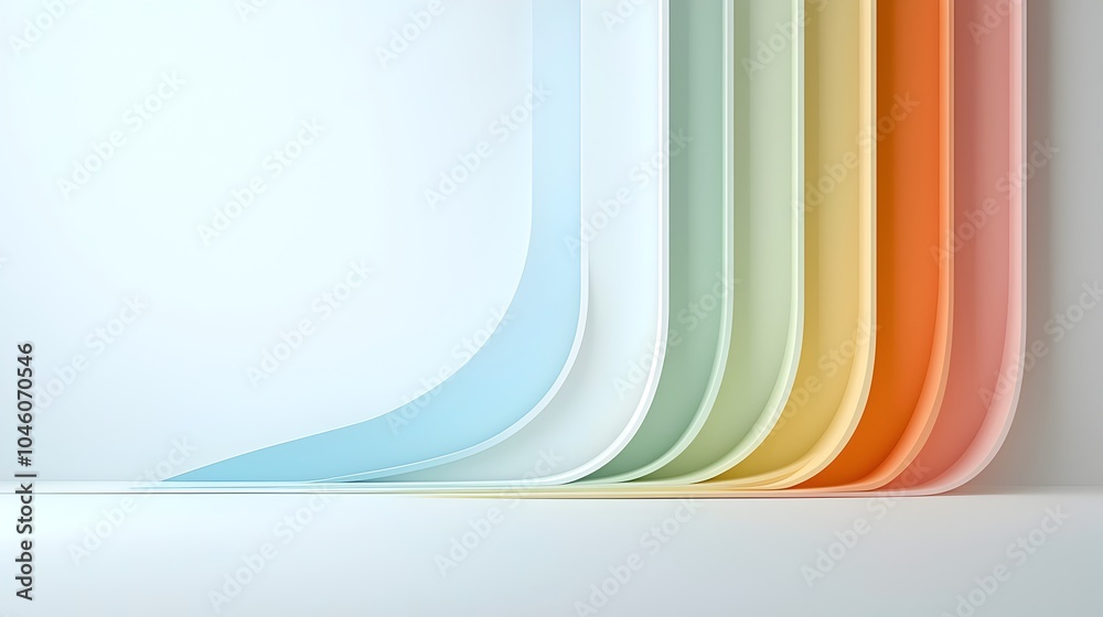 Poster Smooth abstract backdrop with soft gradient tones and flowing arcs showcasing a minimalist and modern design that creates a sense of movement and visual harmony