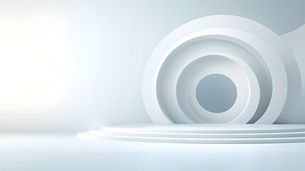 Obraz premium Sleek and modern abstract background featuring merged curved arcs and gradient layers reflecting a sense of motion simplicity and contemporary design