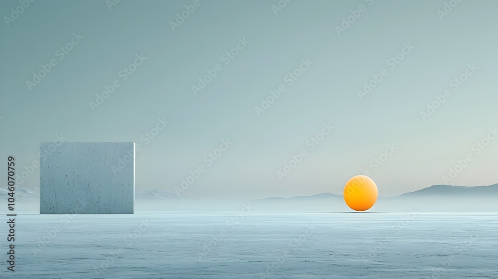 Poster Luminous Orb Hovering in a Foggy Cosmic Scene Creating a Sense of Motion and Tranquility through Minimalist Abstract Design  The Captivating Ethereal Sphere Generates a Dreamlike