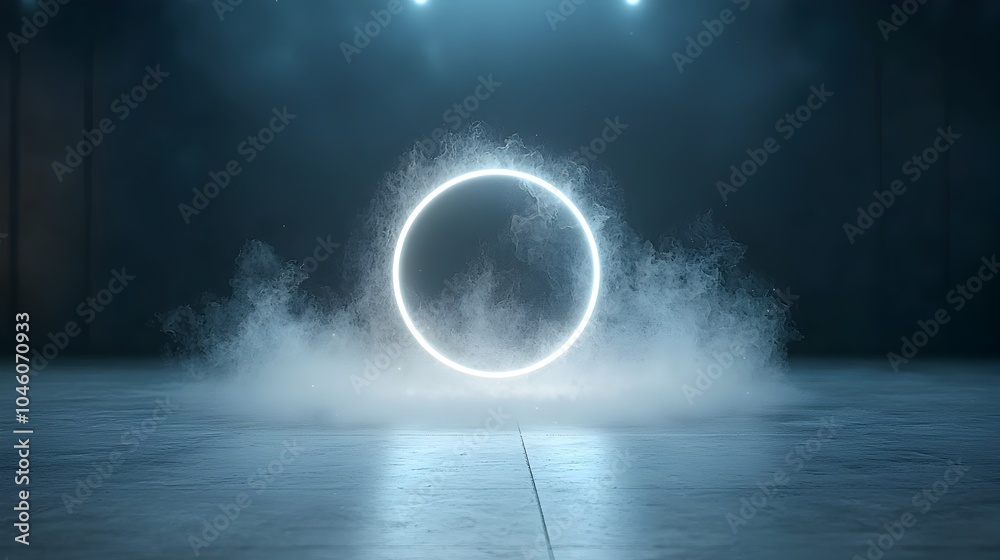 Leinwandbilder Captivating glowing orb surrounded by swirling cosmic mist in a sleek modern minimalist abstract digital design evoking a sense of mystery and energy within the universe