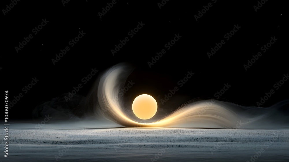 Aufkleber A radiant luminous orb floating within a misty cosmic inspired background blending elements of modern minimalism fluid motion and captivating light  This surreal