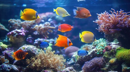 Vibrant Underwater Scene with Colorful Tropical Fish