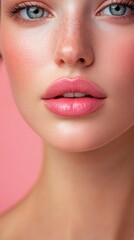 Fototapeta premium Close-up Portrait of a Beautiful Woman with Soft Makeup