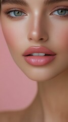 Fototapeta premium Close-Up Beauty Portrait of a Model with Soft Makeup
