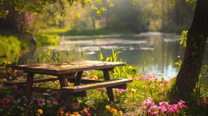 Naklejka premium Peaceful Picnic by the River