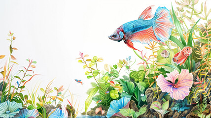 アクアリウムと熱帯魚,背景素材,水槽,ペット,飼育,金魚,ベタ